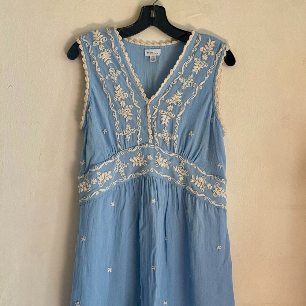 Adorable Vintage Embroidered Mimi Maternity Mini Dress Petite M size